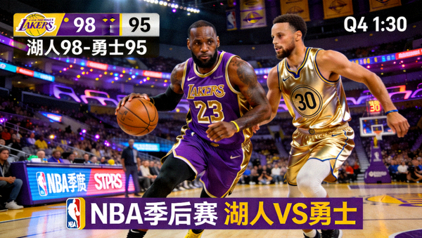 NBA季后赛直播画面 - 洛杉矶湖人对阵金州勇士的关键对决